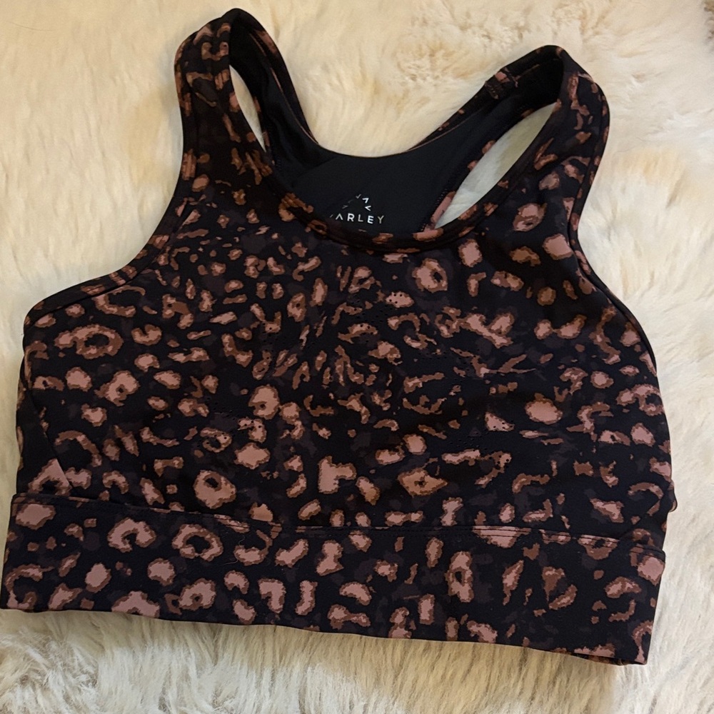 Varley Leopard-Print Sports Bra - Black & Brown